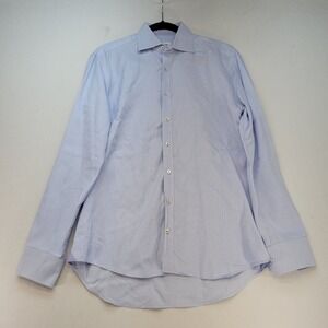 Stenströms Dress Shirt Mens 15.5 39 Light Blue Fitted Body Twofold Super Cotton